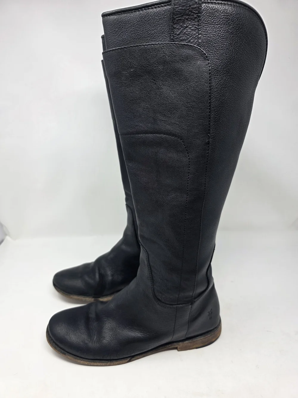 Frye Paige Tall Riding Boots Womens 7.5 Black Leather Pull On Knee High